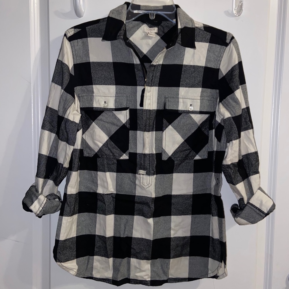 J Crew Plaid Quarter Zip Shirt
